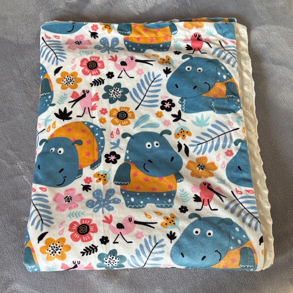 Colorful Hippo Baby Blanket